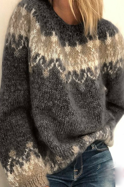 Jacquard Round Neck Sweater