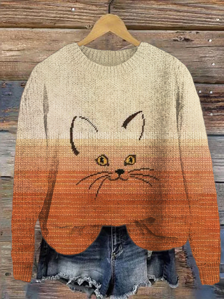 Comstylish Cat Emoji Gradient Women's Cozy Sweater