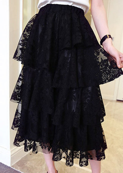 Grey Asymmetrical Lace Skirt Spring