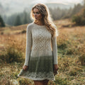 Women's Irish Celtic Knot Ombre Green Crew Neck Sweater Dress artswardrobe