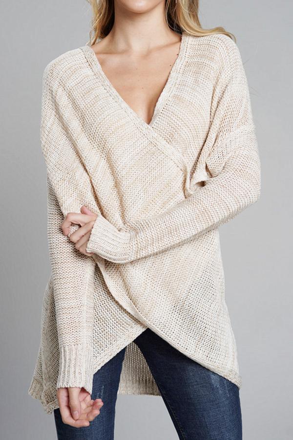 V Neck Front Cross Weekend Sweater