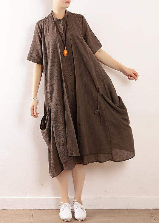 Diy Gray Cotton Clothes for Organic Runway Big Pockets Long Summer Dresses