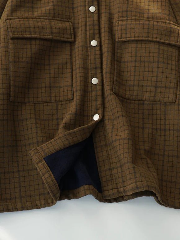 Loose Plaid Print Single Breasted Coat