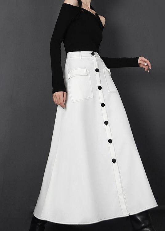 White Zippered a Line Skirts Summer