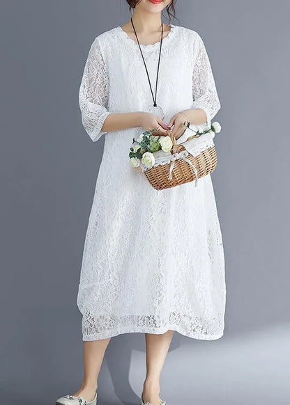 Half Sleeve O Neck Cotton Tunics Stylish Inspiration White Maxi Dresses Summer