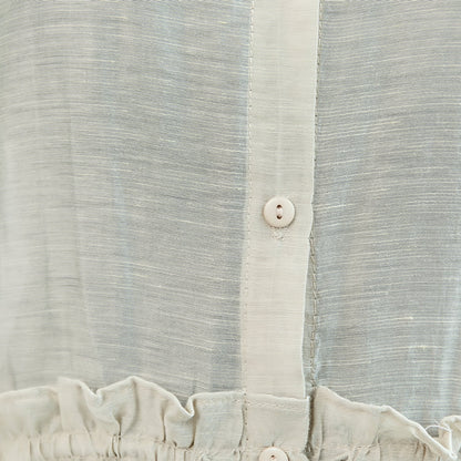 Baggy Off White Midi Linen Silk Blended Dresses Loose Fitting Dress Fine Tie Waist Long Sleeve O Neck Baggy Dresses