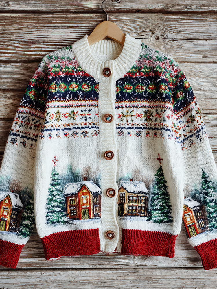Comstylish Retro Winter Women's Knitted Sweater Coat