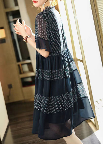 Black Print Chiffon Maxi Dress Summer