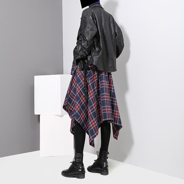 Aitana Plaid Picnic Skirt - Navy