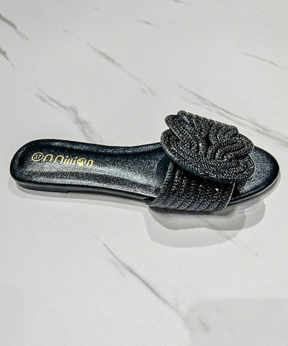 Summer Boutique Green Slide Sandals Zircon