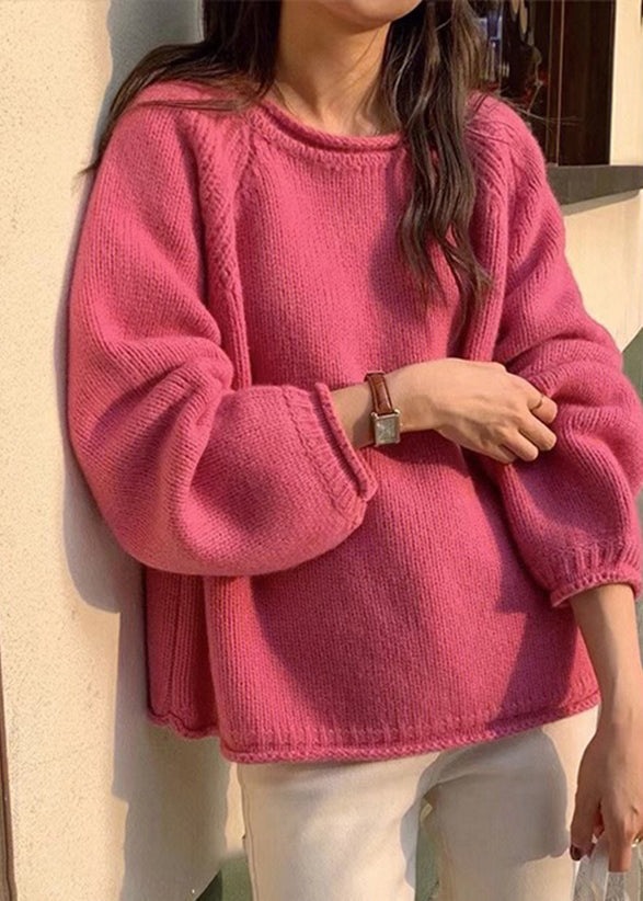 Yellow O Neck Patchwork Cozy Knit Sweaters Long Sleeve
