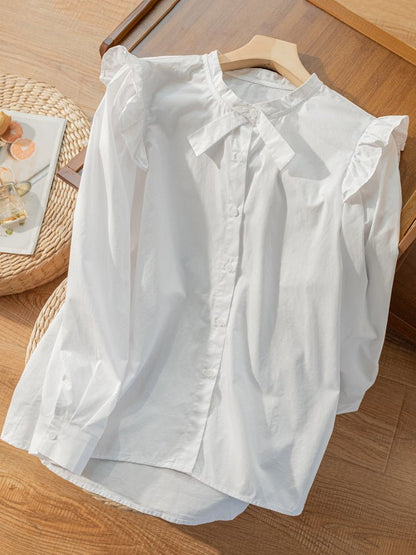 Natural Fabric Loose and Shirt With Fungus Design