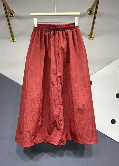 Mulberry Drawstring Pockets Patchwork Cotton Skirts Summer