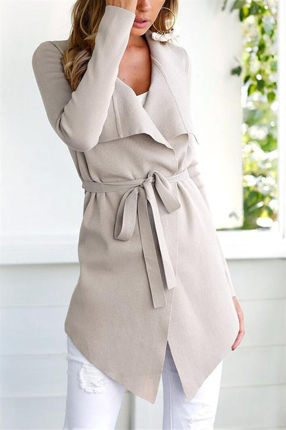 V-neckline Tie Irregular Elastic Cardigan Sweater