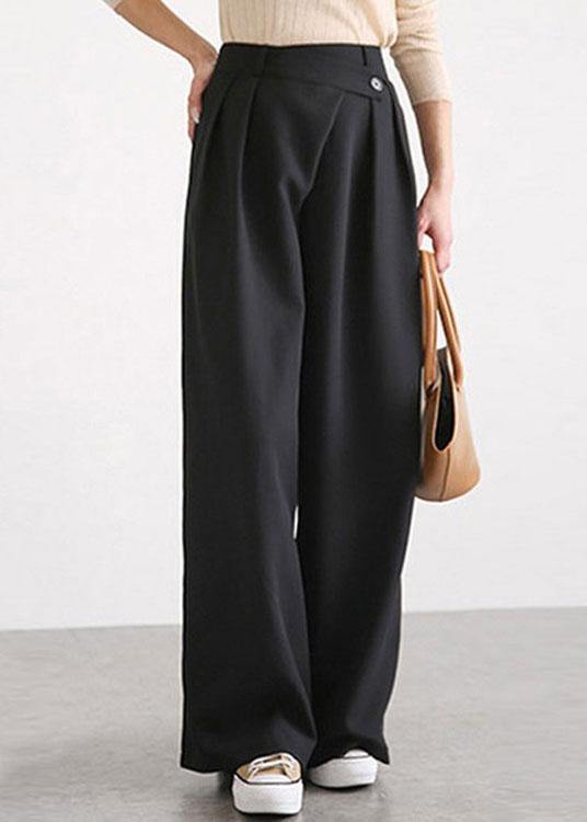 Work Cross Button Design Wide Leg Pants