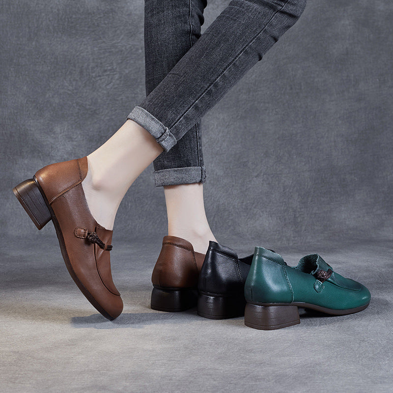 Spring Summer Retro Leather Wedge Shoes