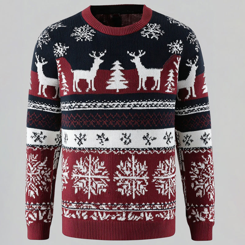 Comstylish Men's Reindeer And Snowflake Comfortable Sweater