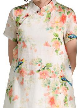 Classy Orange Linen Clothes Short Sleeve Dresses O Neck Dress