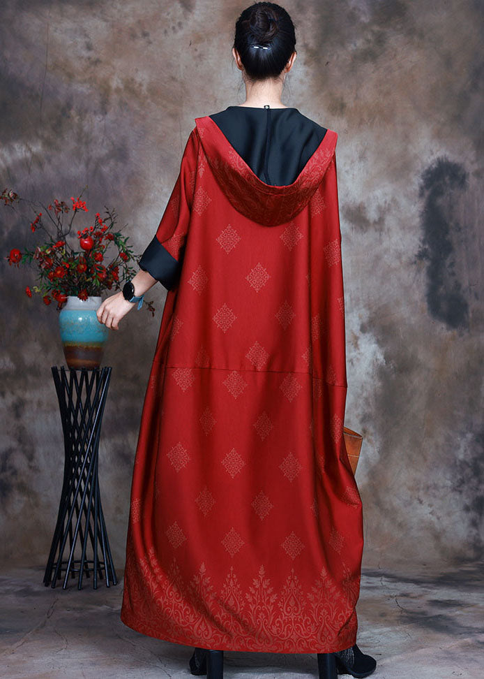 Red Satin Trench Coats Asymmetrical Design Button