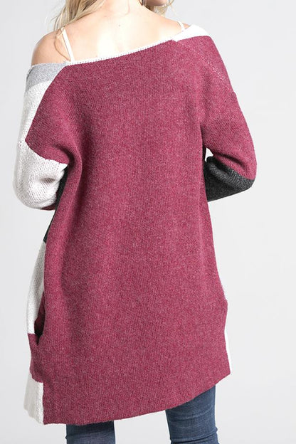 Knit Multi Color Long Sleeve Cardigan