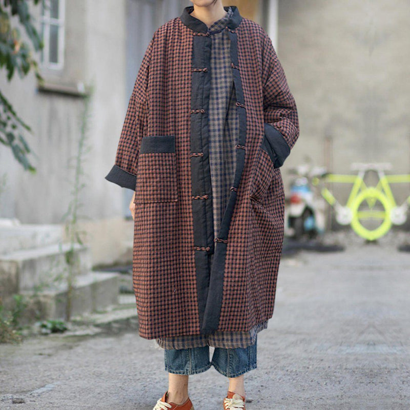 Cozy Stand Collar Original Quilted Linen Coat