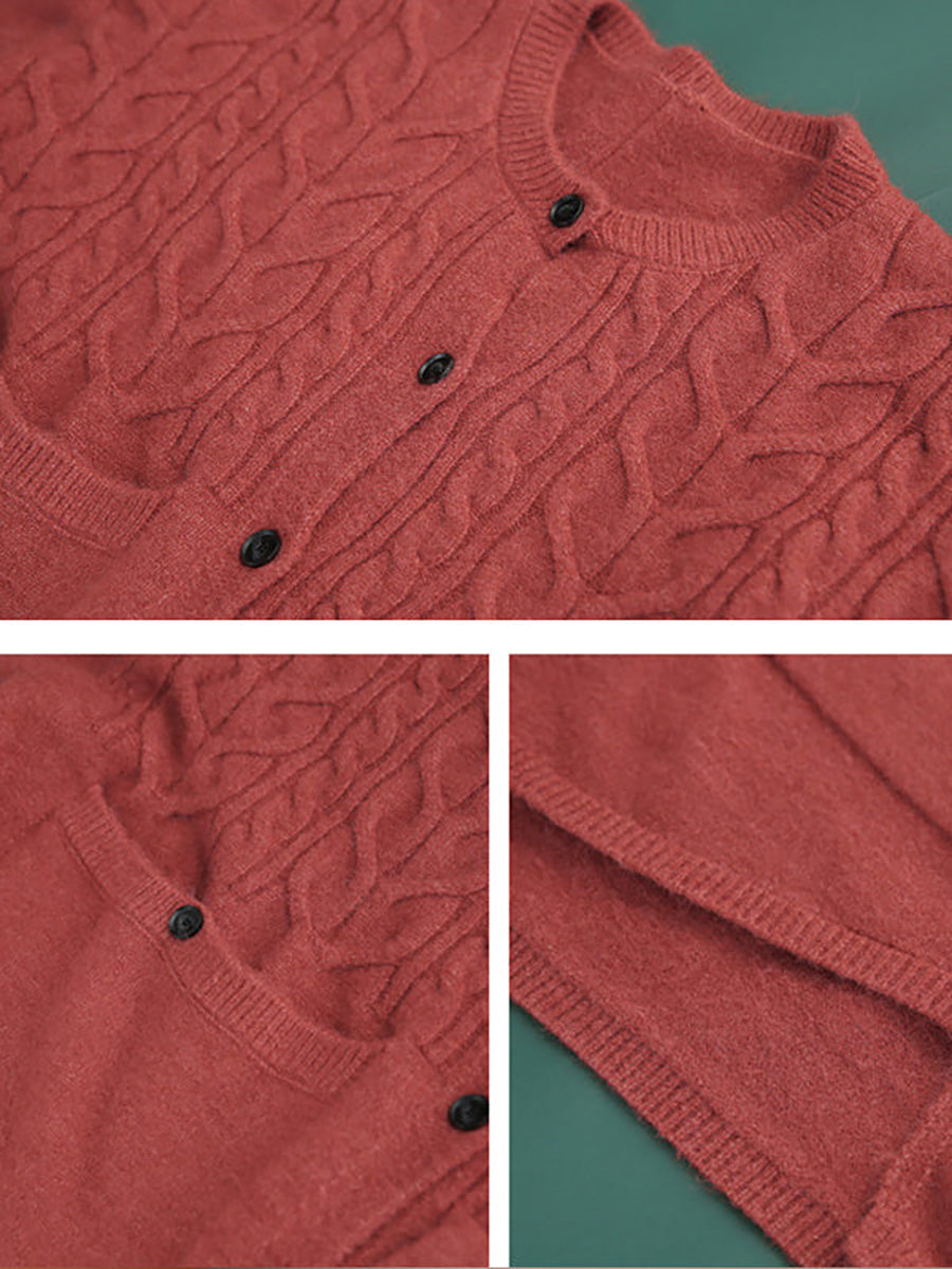 - Knitted Irregular Hem Breasted Cardigans Sweater