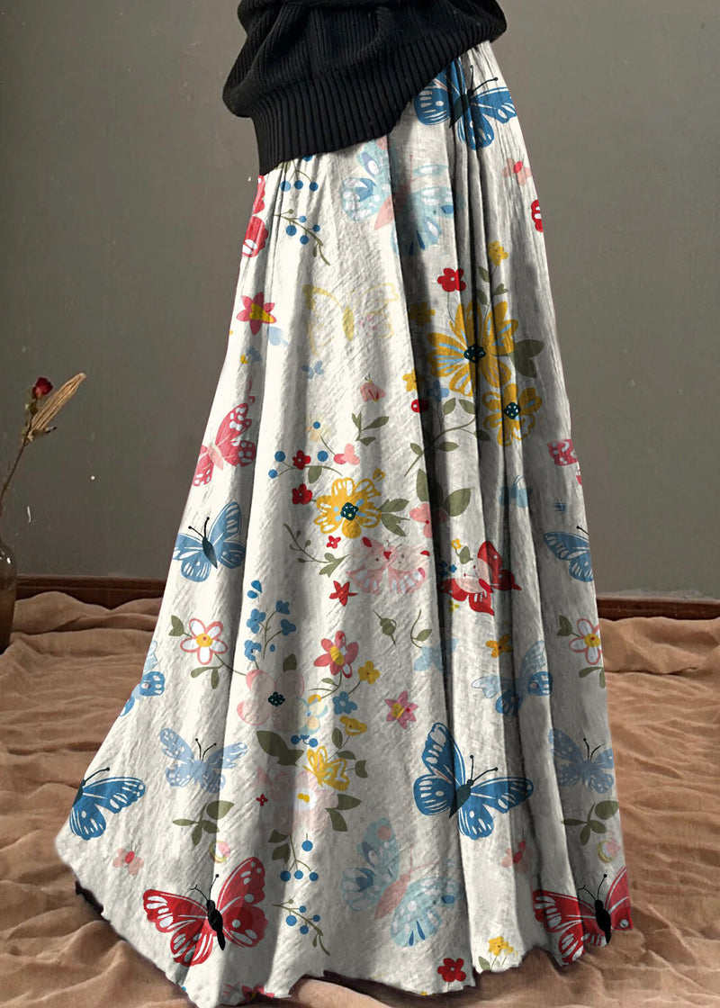 Unique Brown Polka Dots Elastic Waist Exra Large Hem Cotton Skirt Spring