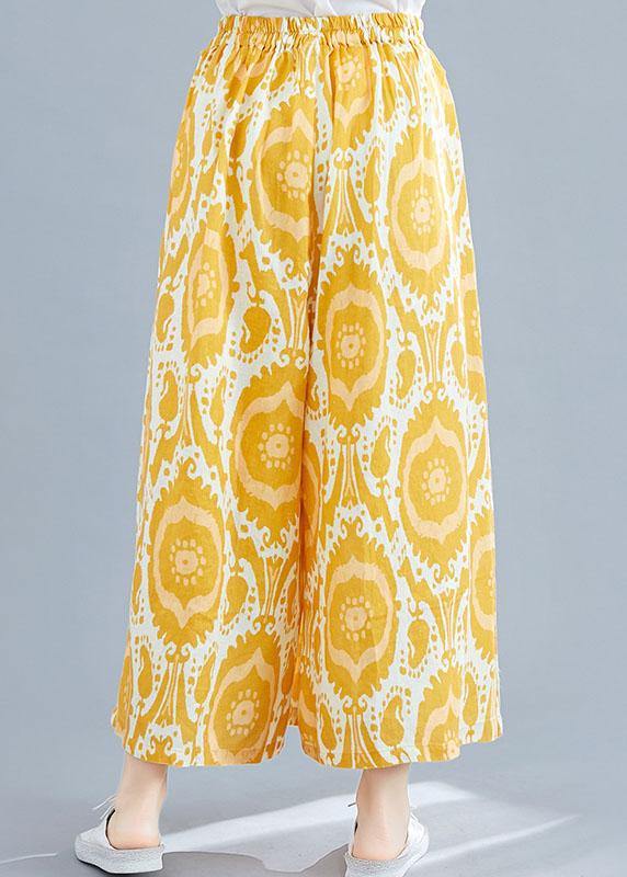 Printed Wide Leg Pants Elastic Waist Wild Pants Skirt