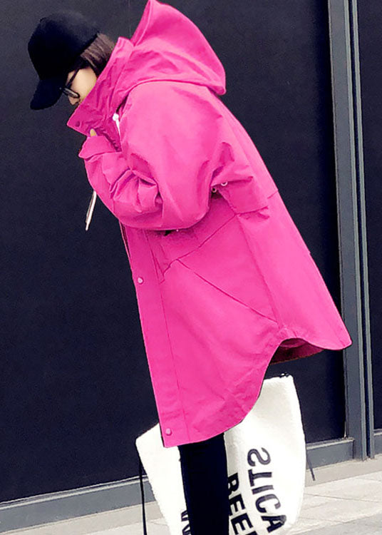 Unique Rose Zippered Asymmetrical Design Regular Fall Trench Coats