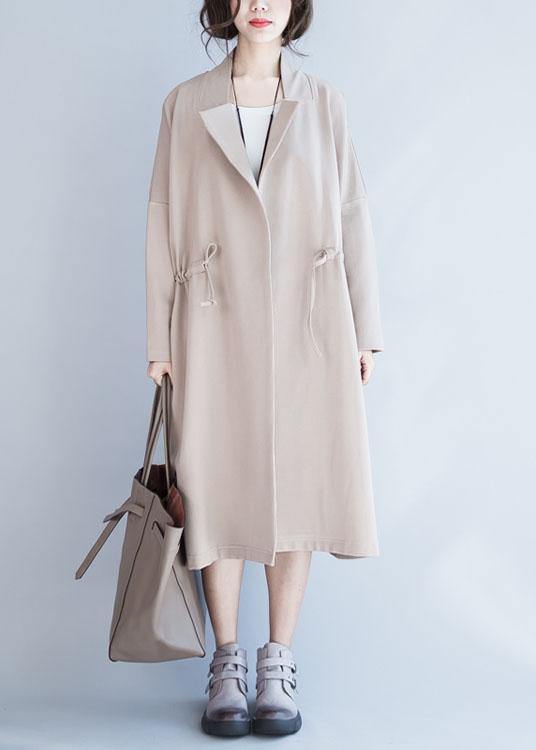 Italian Square Collar Drawstring Outwear Nude Oversized Coat Fall
