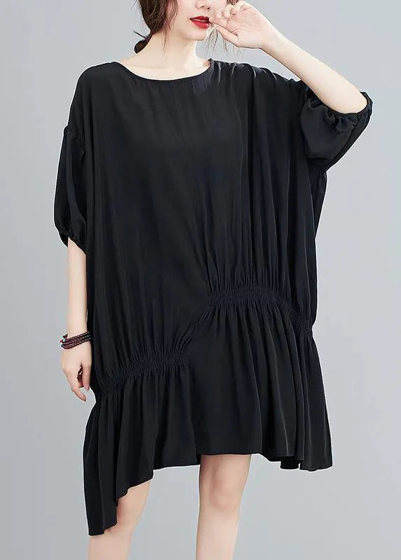 Diy O Neck Asymmetric Summer Dress for Black Dress