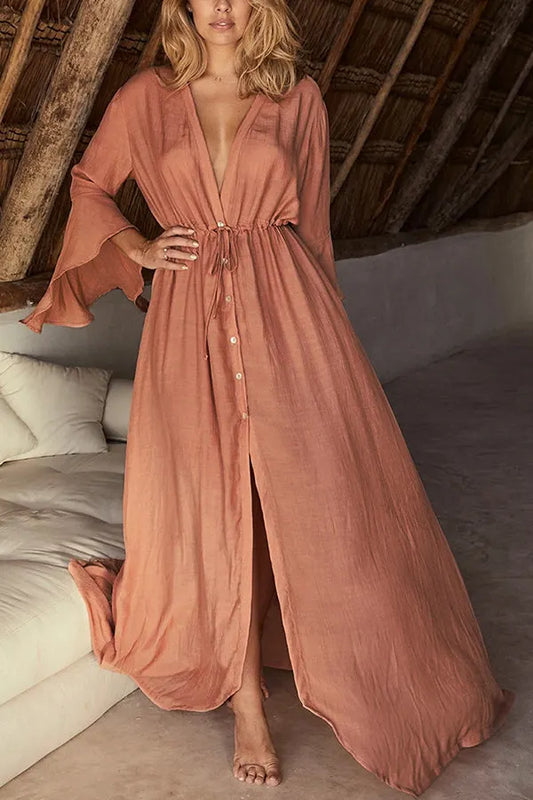 Girl on the Coast Button Down Maxi Beach Dress
