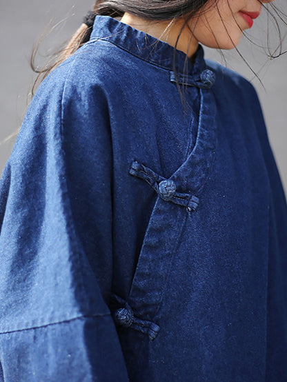Spring Frog Denim Loose Dress