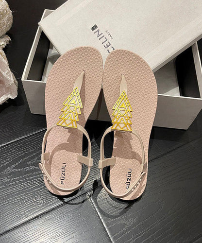 Cozy Apricot Pvc Beach Thong Sandals Splicing Buckle Strap