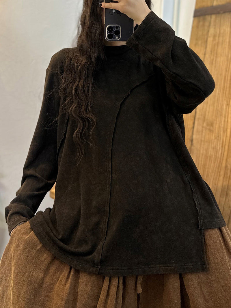 100%cotton Worn Irregular Hem Sweatshirt