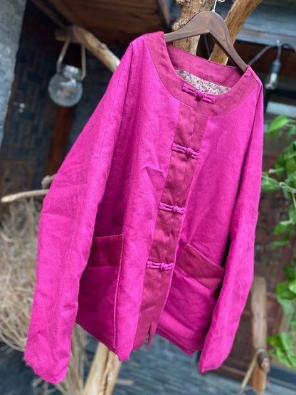 100%linen Button Short Coat