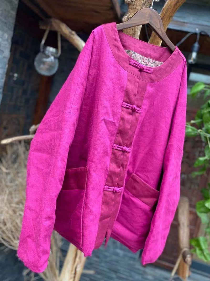 100%linen Button Short Coat
