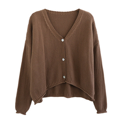 Autumn V-neck Cotton Knitted Cardigan