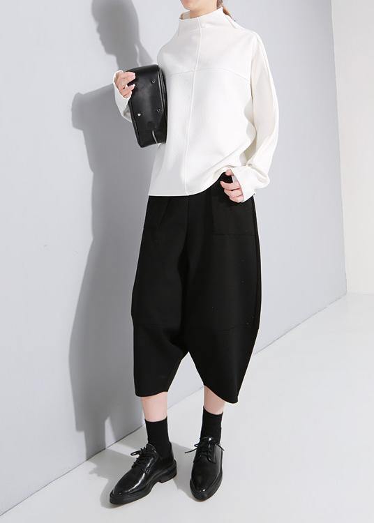 Boutique Black Lantern Wide Leg Crop Pants Spring