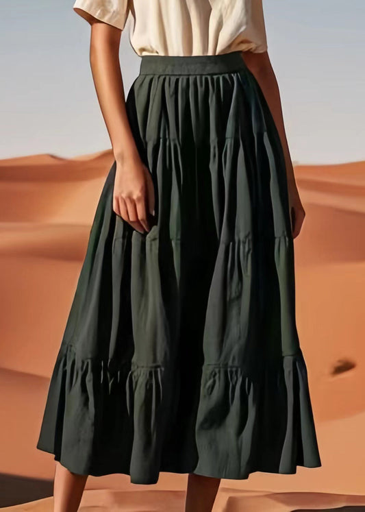 Army Green High Waist Cotton Skirt Summer
