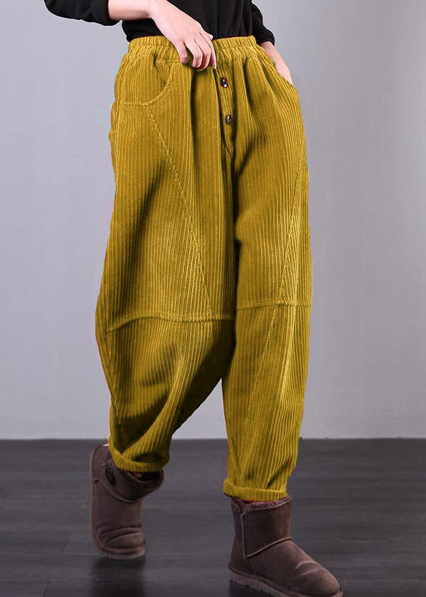 Modern Red Pants Oversize Fall Corduroy Pockets Cotton Pants
