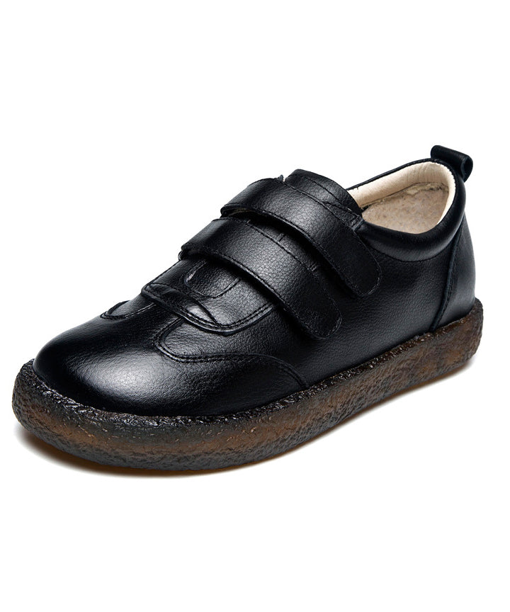 Black Chunky Warm Fleece Cowhide Leather Fitted Splicing Boots