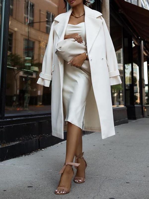 Coats Lapel Mid-length Woolen Coat