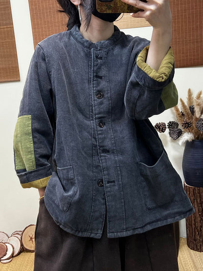 Patchwork Single Breasted Thick Coat