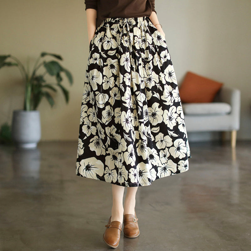 Cozy Retro Cotton A-line Skirt