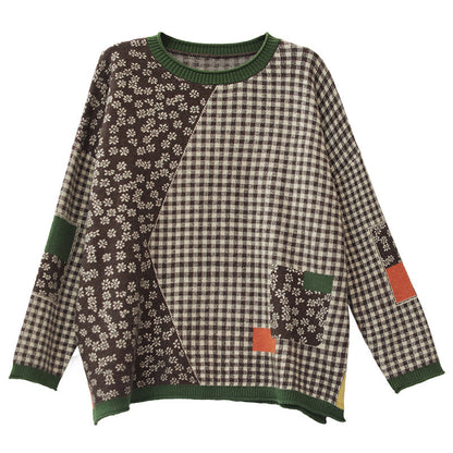 Retro Plaid Knitted Sweater