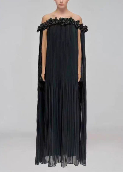 Red Slash Neck Wrinkled Cotton Maxi Dresses Summer