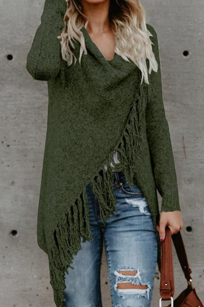 Fringed Slim Sweater Coat