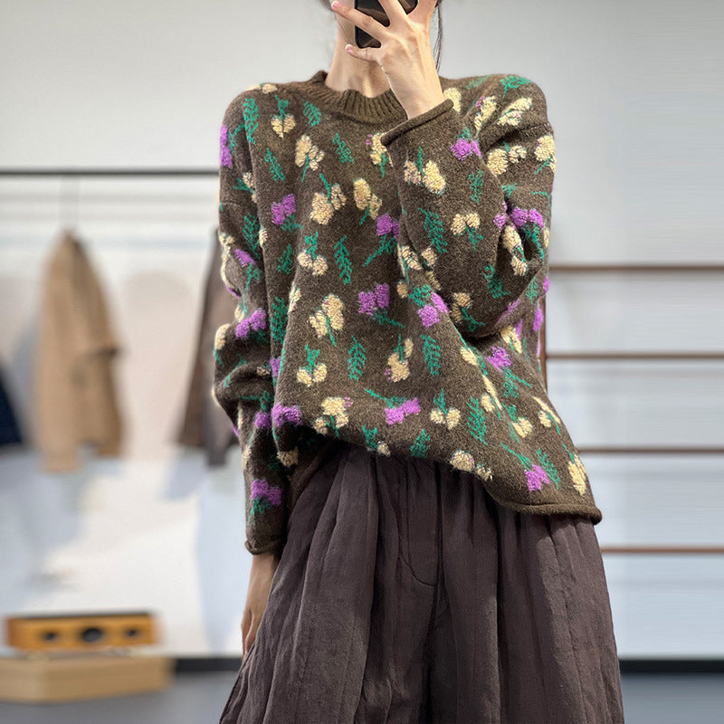Jacquard Knitted Pullover Sweater