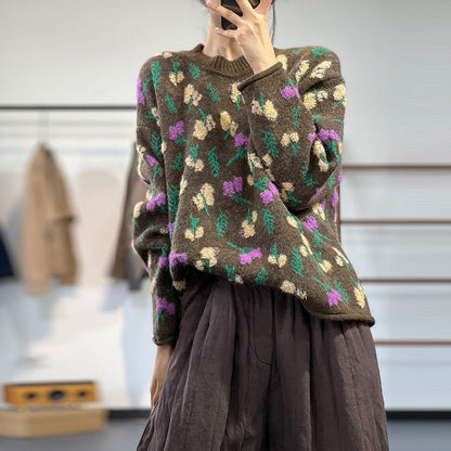 Jacquard Knitted Pullover Sweater